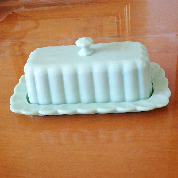 Pioneer Woman Timeless Beauty Butter Dish Jade Jadeite Green w Lid - Picture 2 of 4